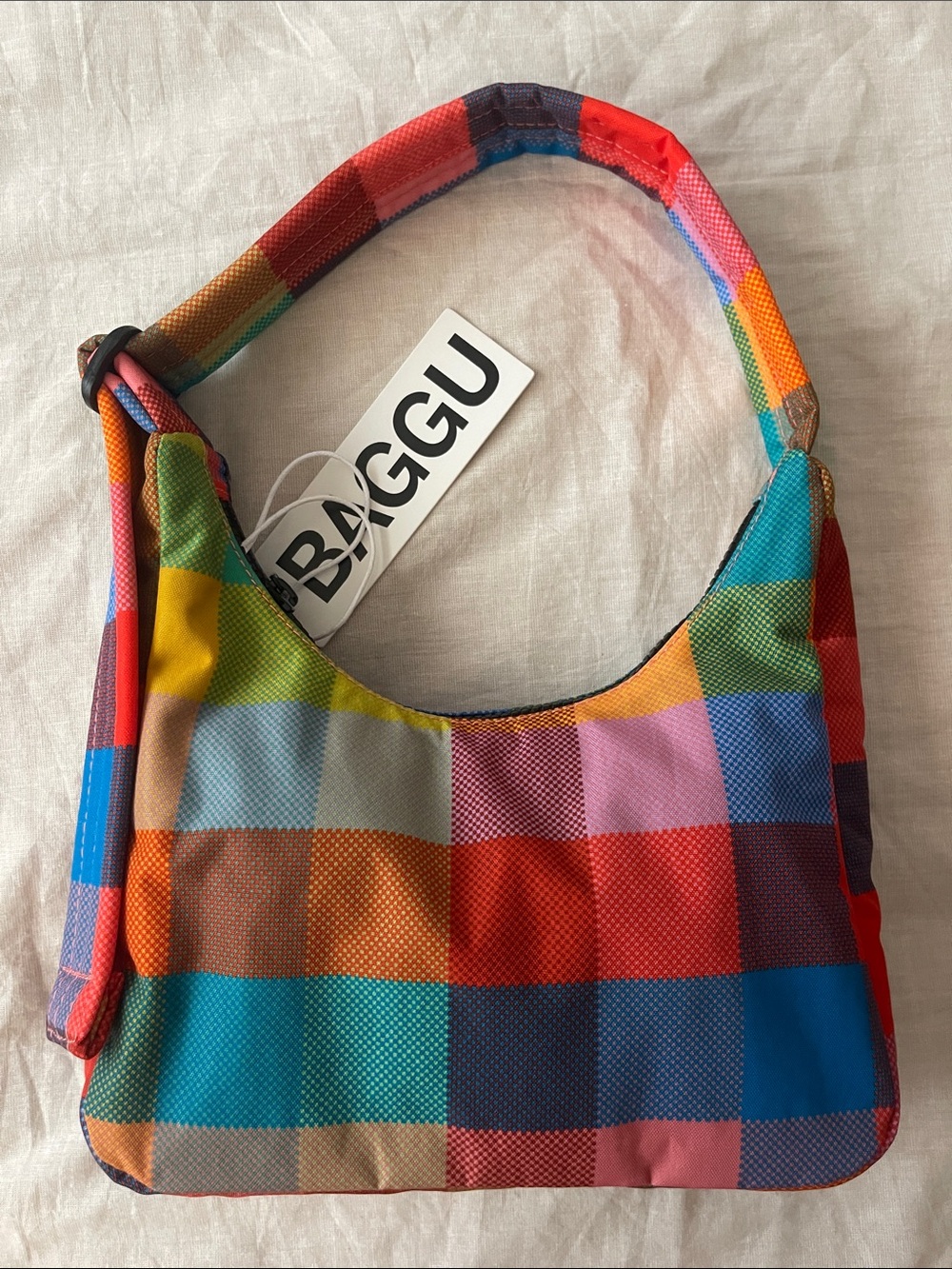 BAGGU Madras Mini Nylon Shoulder Bag